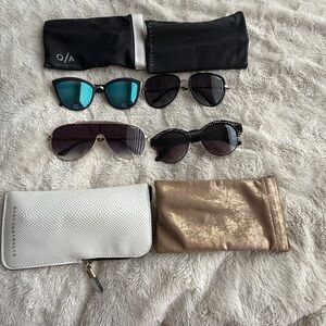 Women's Sunglasses Set - Black, Blue, Purple